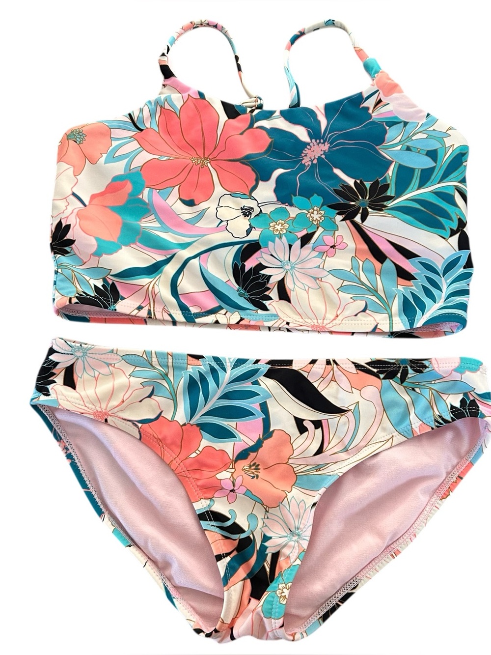 Raisins Girls Tropical Floral Two Piece Tankini Swimsuit